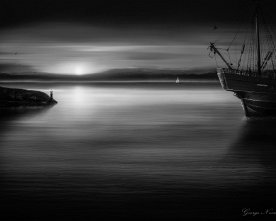 Sailing Barge bw